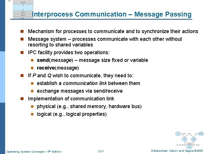Interprocess Communication – Message Passing n Mechanism for processes to communicate and to synchronize