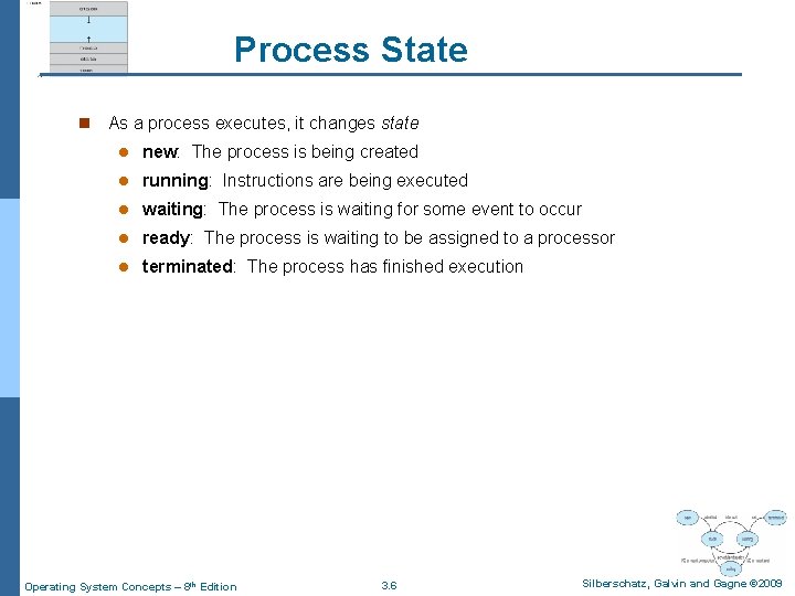 Process State n As a process executes, it changes state l new: The process