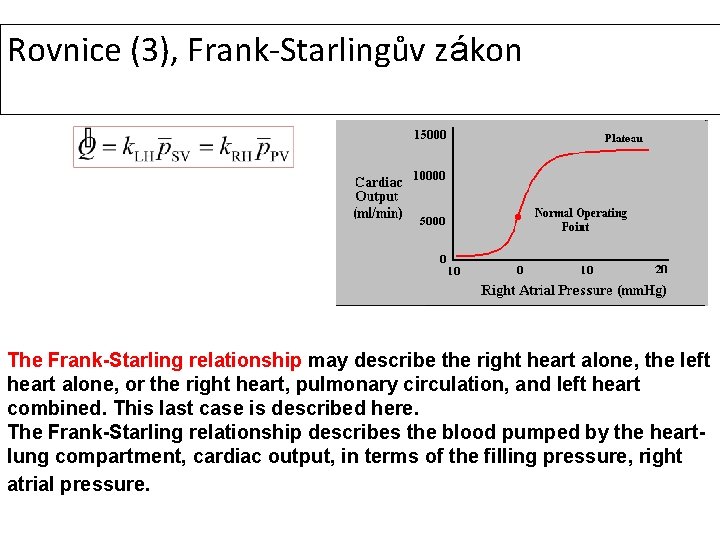 Rovnice (3), Frank-Starlingův zákon The Frank-Starling relationship may describe the right heart alone, the
