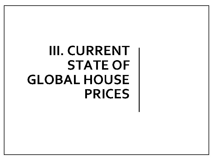 III. CURRENT STATE OF GLOBAL HOUSE PRICES 