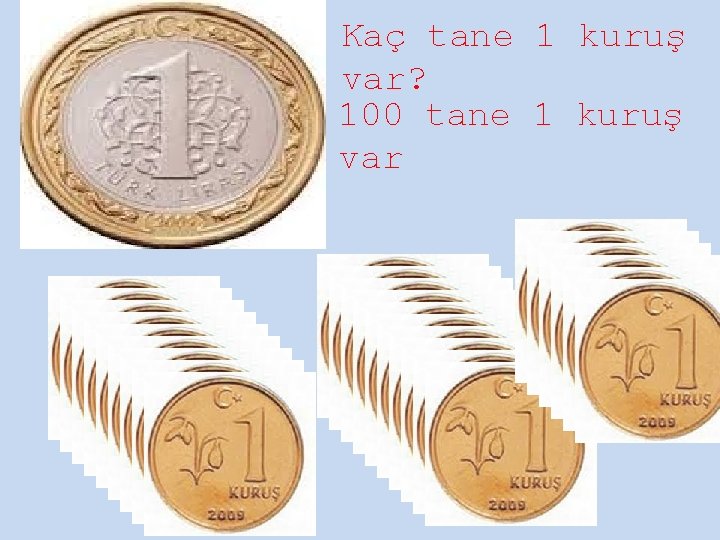 Kaç tane 1 kuruş var? 100 tane 1 kuruş var 