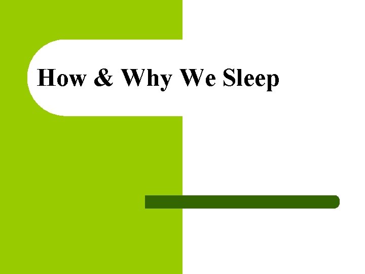 How & Why We Sleep 