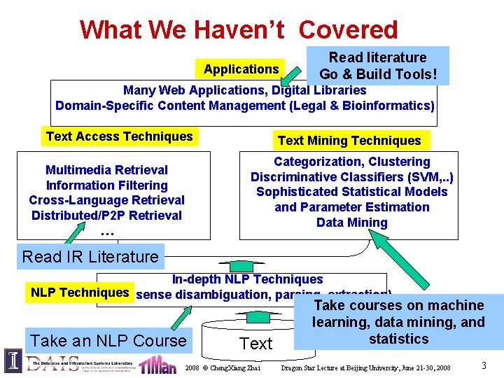 What We Haven’t Covered Applications Read literature Go & Build Tools! Many Web Applications,