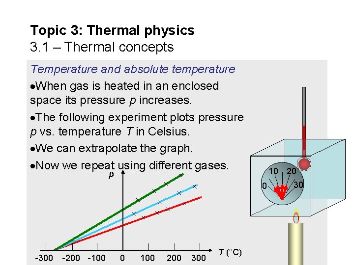 Topic 3: Thermal physics 3. 1 – Thermal concepts Temperature and absolute temperature When