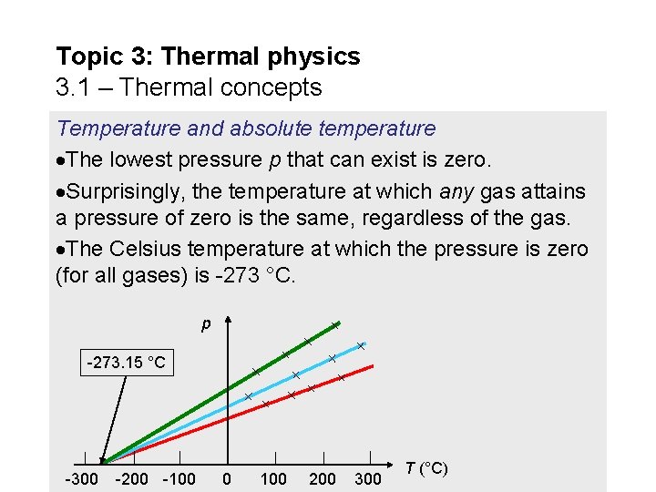 Topic 3: Thermal physics 3. 1 – Thermal concepts Temperature and absolute temperature The