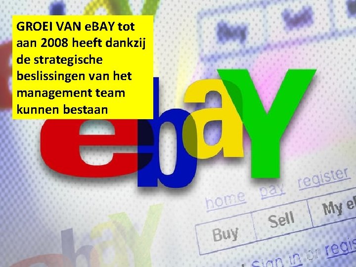 GROEI VAN e. BAY tot aan 2008 heeft dankzij de strategische beslissingen van het