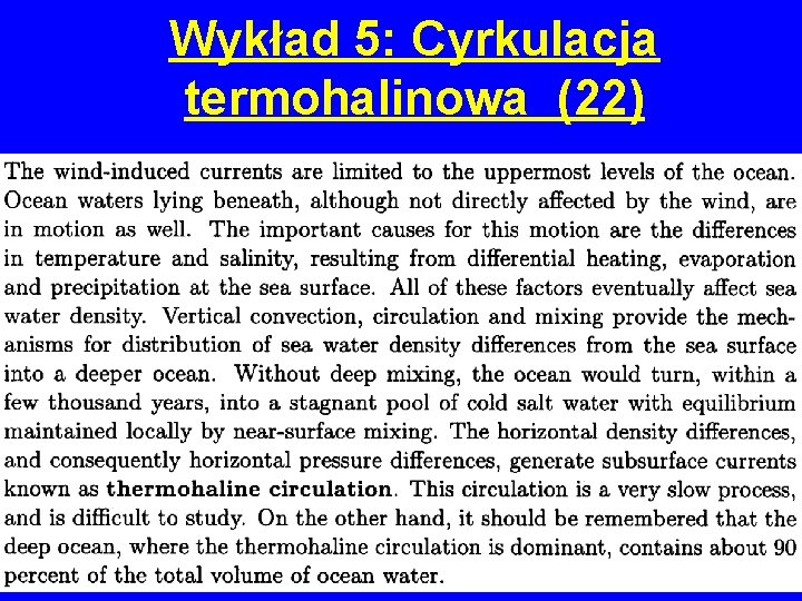 Wykład 5: Cyrkulacja termohalinowa (22) 