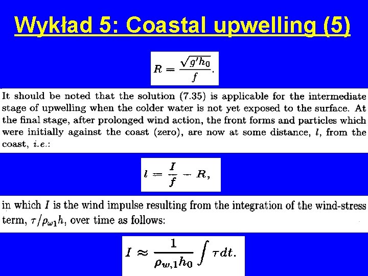 Wykład 5: Coastal upwelling (5) 