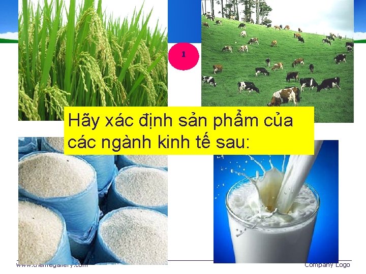 1 Hãy xác định sản phẩm của Ngành Nông nghiệp các ngành kinh tế