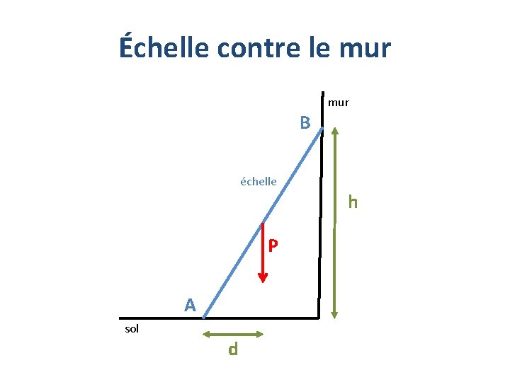 Échelle contre le mur B échelle h P A sol d 