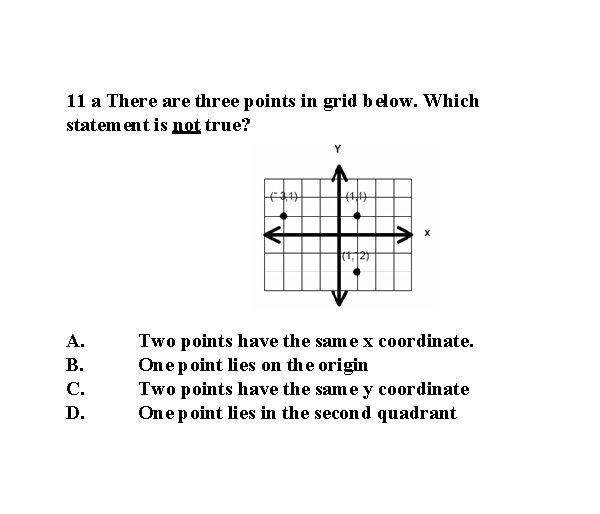 11 a There are three points in grid below. Which statement is not true?