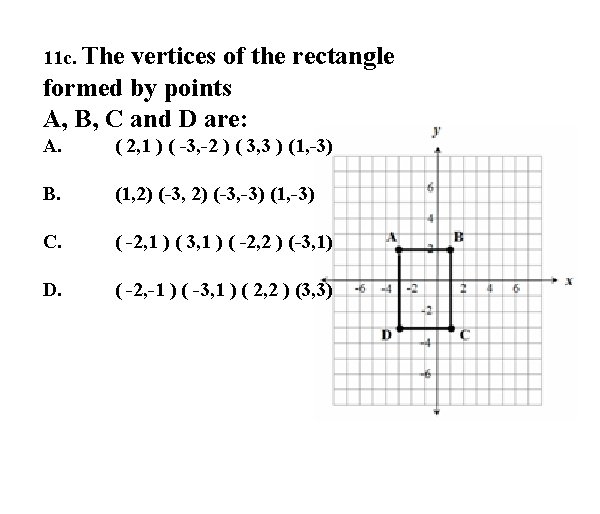 11 c. The vertices of the rectangle formed by points A, B, C and