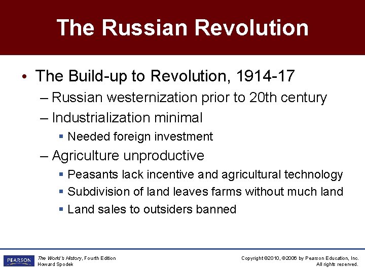 The Russian Revolution • The Build-up to Revolution, 1914 -17 – Russian westernization prior