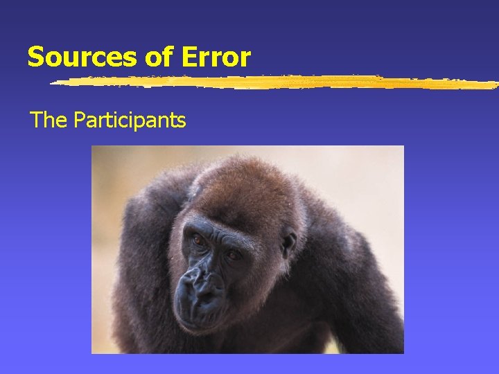 Sources of Error The Participants 