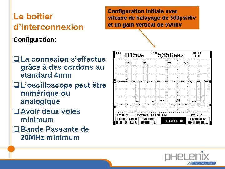 Le boîtier d’interconnexion Configuration: q. La connexion s’effectue grâce à des cordons au standard