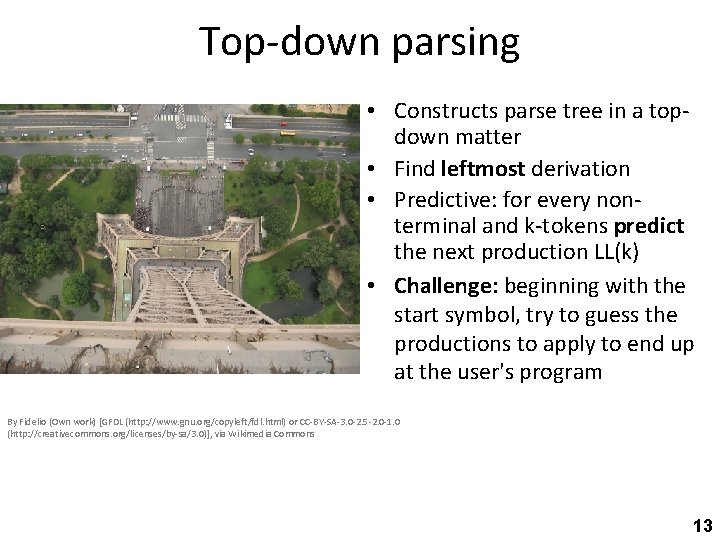 Top-down parsing • Constructs parse tree in a topdown matter • Find leftmost derivation