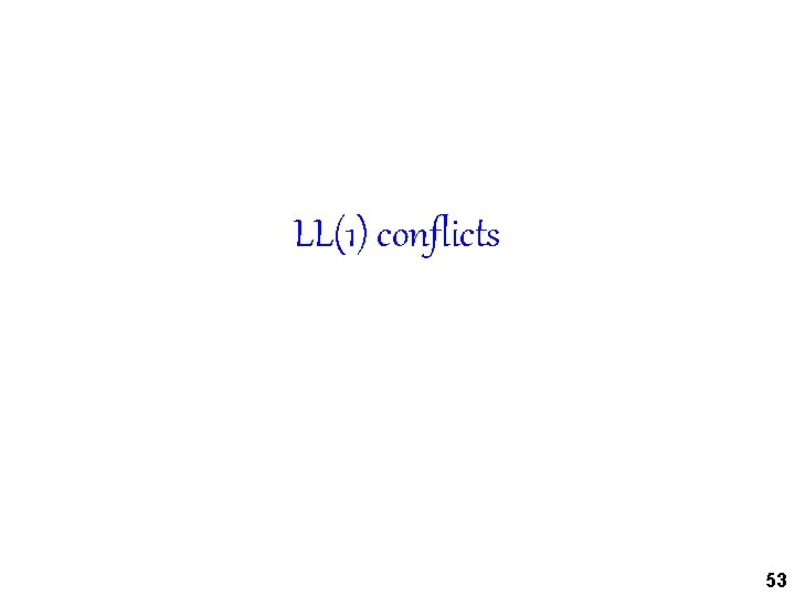 LL(1) conflicts 53 
