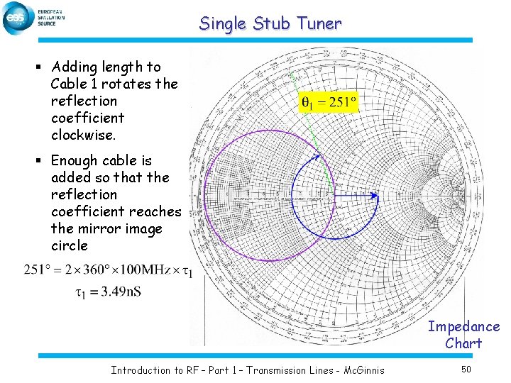 Single Stub Tuner § Adding length to Cable 1 rotates the reflection coefficient clockwise.