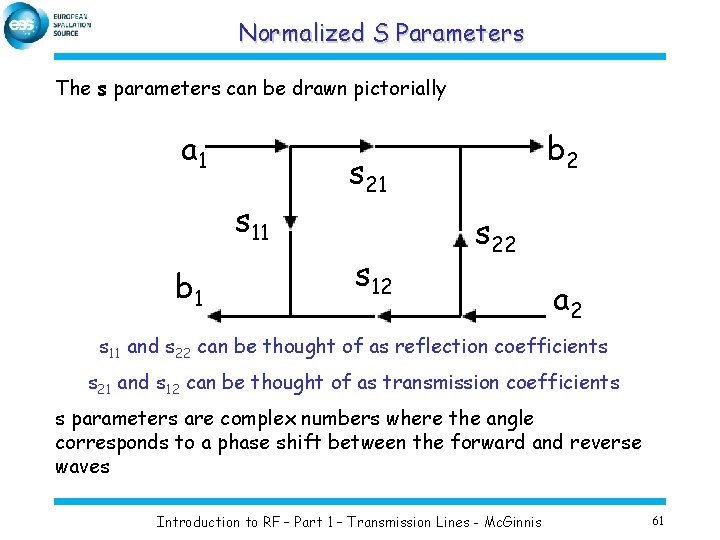 Normalized S Parameters The s parameters can be drawn pictorially a 1 s 11