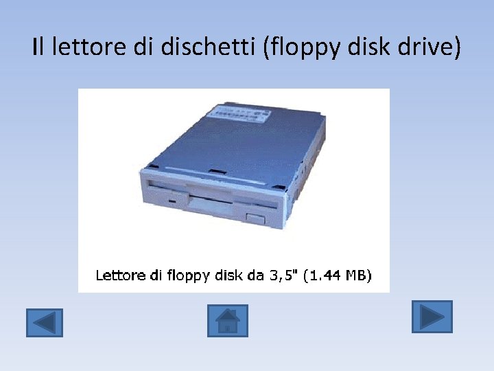 Il lettore di dischetti (floppy disk drive) 
