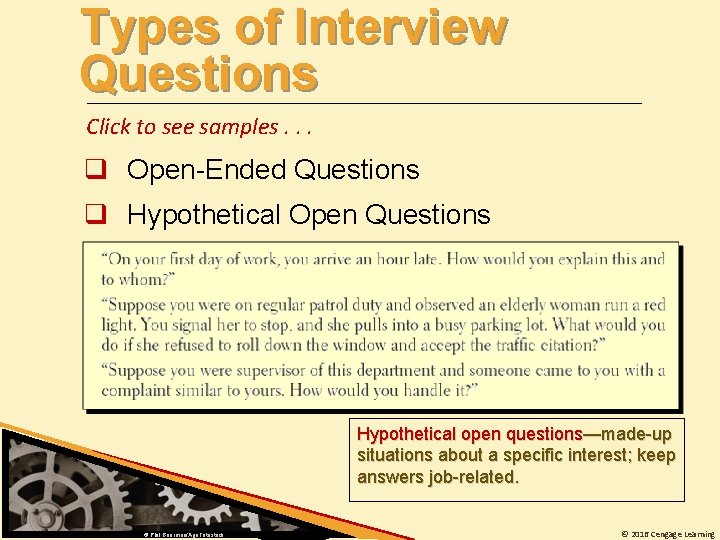 Types of Interview Questions Click to see samples. . . q Open-Ended Questions q