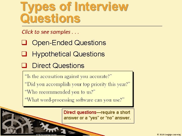 Types of Interview Questions Click to see samples. . . q Open-Ended Questions q
