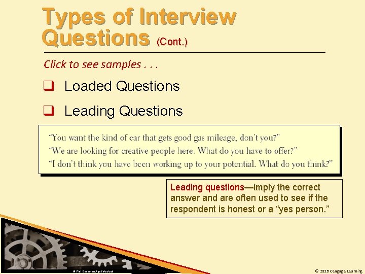 Types of Interview Questions (Cont. ) Click to see samples. . . q Loaded