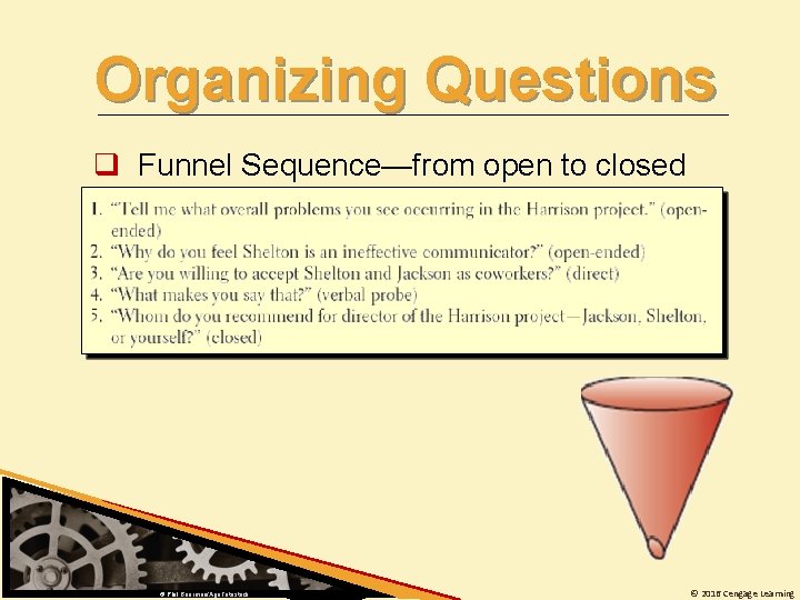 Organizing Questions q Funnel Sequence—from open to closed © Phil Boorman/Age. Fotostock © 2016