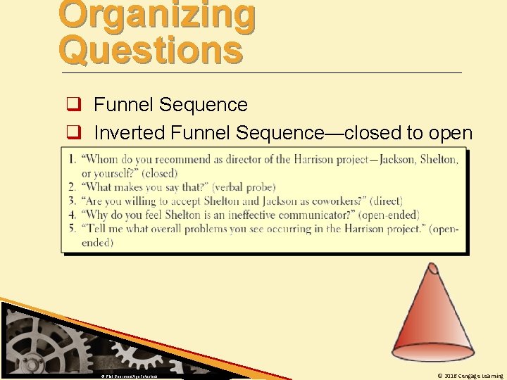 Organizing Questions q Funnel Sequence q Inverted Funnel Sequence—closed to open © Phil Boorman/Age.