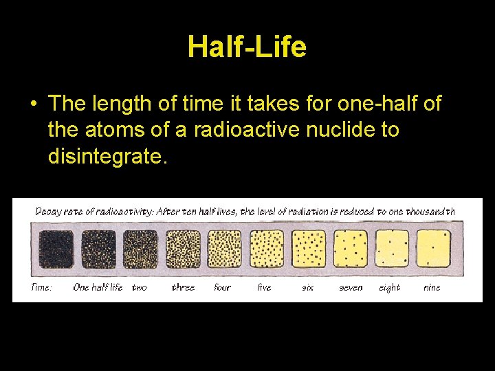 Half-Life • The length of time it takes for one-half of the atoms of
