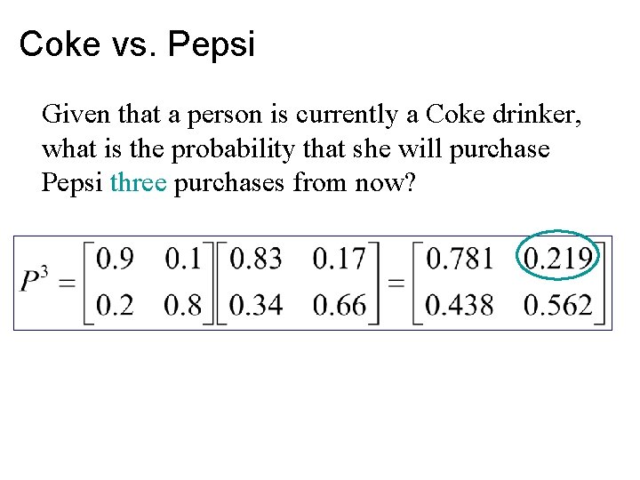 Coke vs. Pepsi Given that a person is currently a Coke drinker, what is
