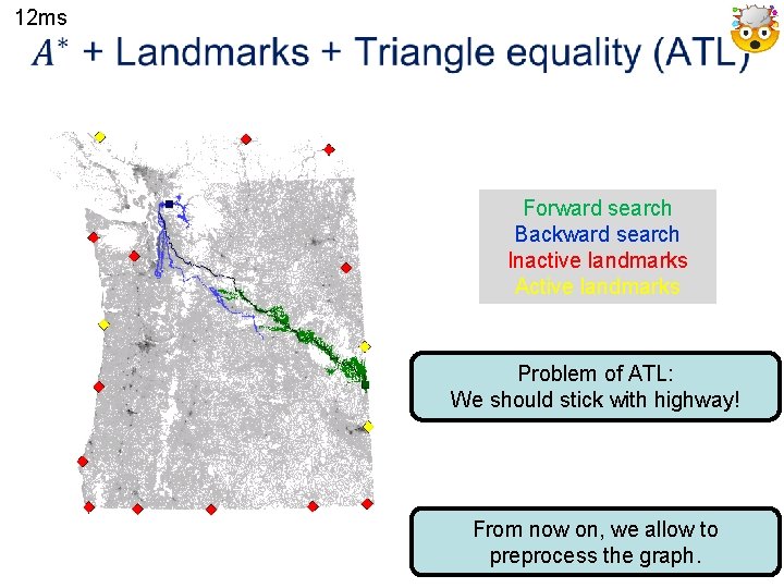 12 ms Forward search Backward search Inactive landmarks Active landmarks Problem of ATL: We