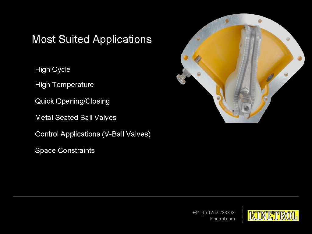 Most Suited Applications High Cycle High Temperature Quick Opening/Closing Metal Seated Ball Valves Control