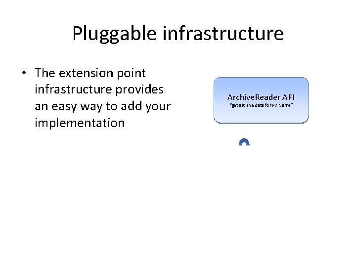 Pluggable infrastructure • The extension point infrastructure provides an easy way to add your