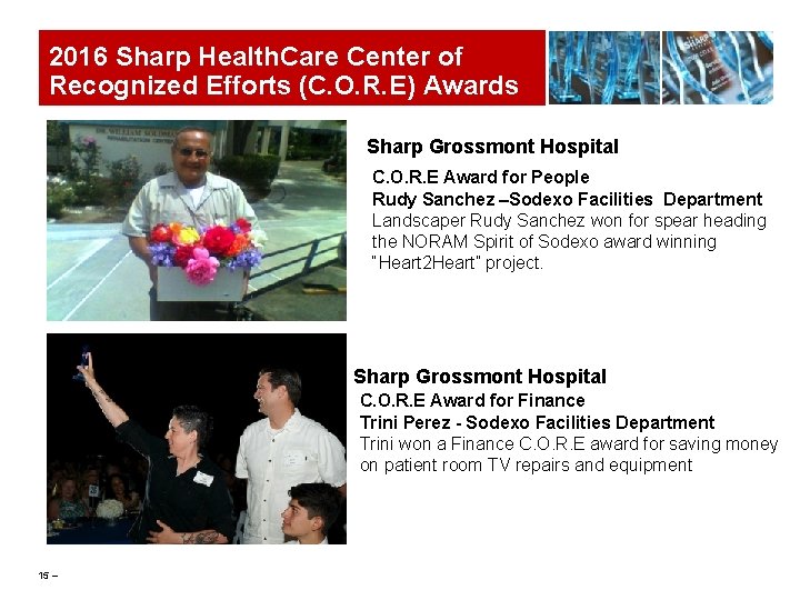 2016 Sharp Health. Care Center of Recognized Efforts (C. O. R. E) Awards Sharp