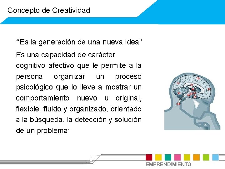 Concepto de Creatividad “Es la generación de una nueva idea” Es una capacidad de