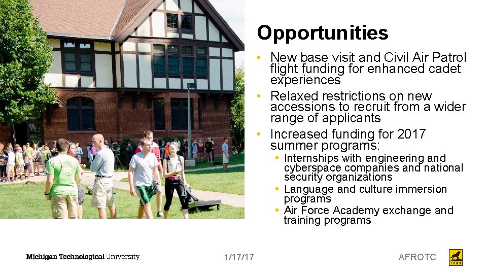 Opportunities • New base visit and Civil Air Patrol flight funding for enhanced cadet