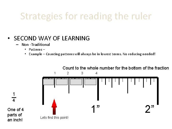 Strategies for reading the ruler • SECOND WAY OF LEARNING – Non -Traditional •