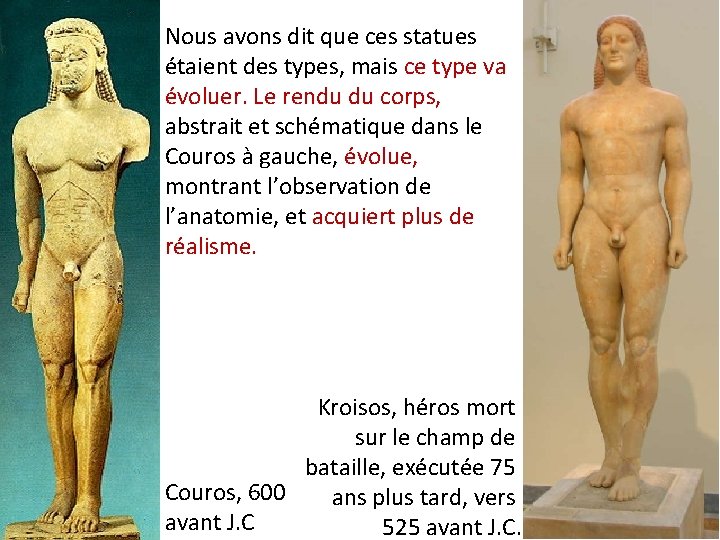 Nous avons dit que ces statues étaient des types, mais ce type va évoluer.