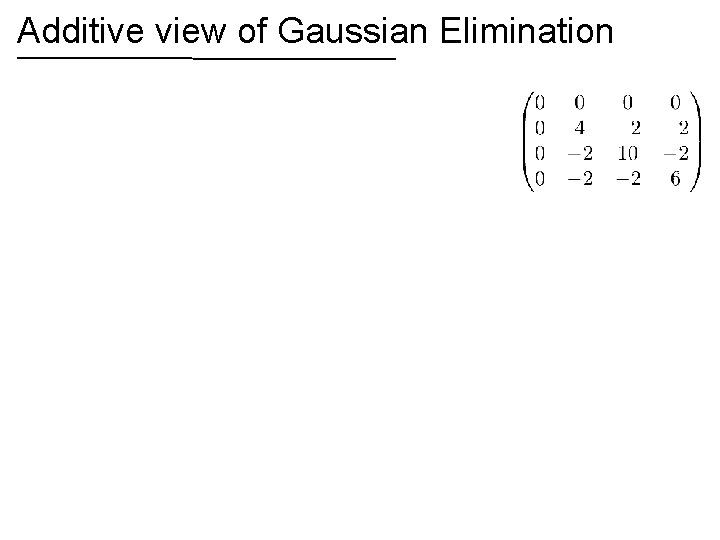 Additive view of Gaussian Elimination 