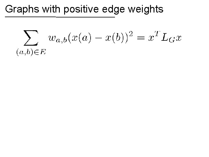 Graphs with positive edge weights 