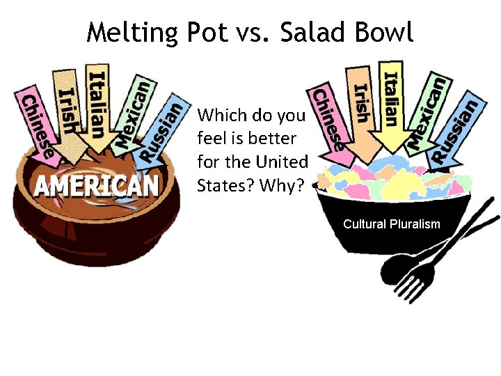 Melting Pot vs. Salad Bowl Which do you feel is better for the United Melting Pot vs. Salad Bowl Which do you feel is better for the United
