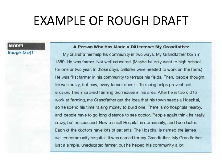 EXAMPLE OF ROUGH DRAFT EXAMPLE OF ROUGH DRAFT