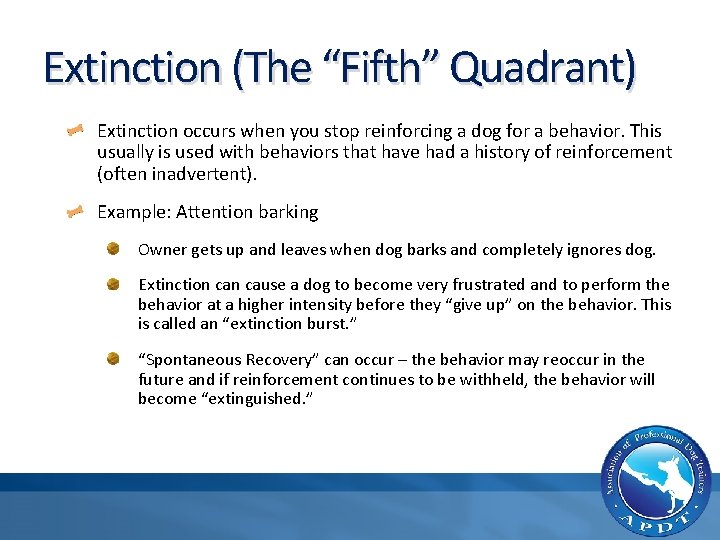 Extinction Conditioning Dogs An Introduction to RewardBased Dog Training What is