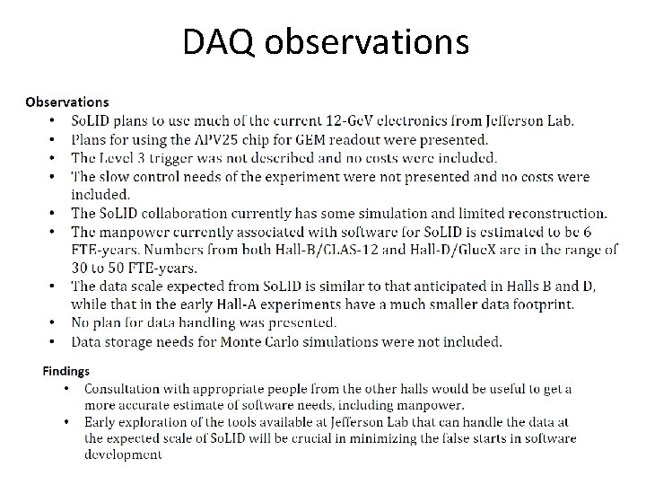 DAQ observations 