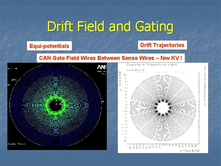 Drift Field and Gating Equi-potentials Drift Trajectories CAN Gate Field Wires Between Sense Wires