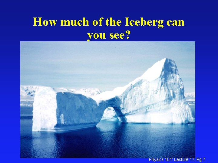 How much of the Iceberg can you see? Physics 101: Lecture 17, Pg 7