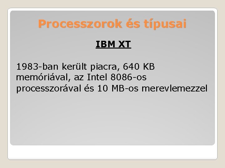 Processzorok s tpusai Processzorok s tpusai 1950 es