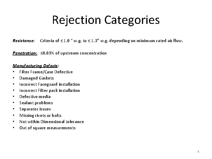 Rejection Categories Resistance: Criteria of ≤ 1. 0 “ w. g. to ≤ 1.