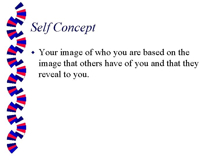 Self Concept w Your image of who you are based on the image that